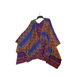 Eddie Bauer Boho-Inspired Multicolor Southwest Acrylic Poncho Wrap
